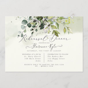 Invitation Eucalyptus Rustique Bleu Gomme, Dîner De Répétitio