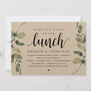 Invitation Eucalyptus rustique, déjeuner de mariage en fuite