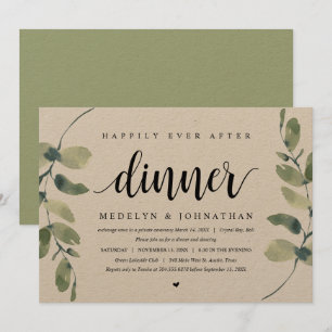 Invitation Eucalyptus rustique, dîner de mariage en fuite