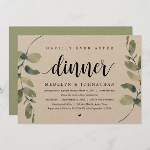 Invitation Eucalyptus Rustique, Dîner Mariage Elopement