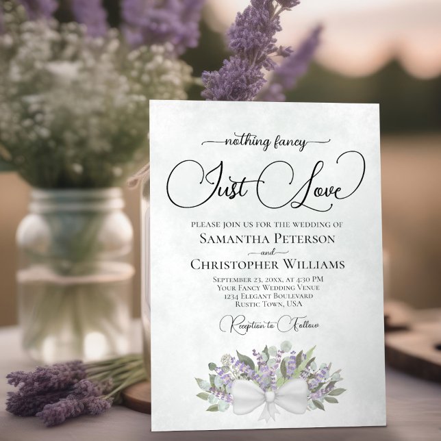 Invitation Eucalyptus rustique & Lavender Juste Amour Mariage (Créateur téléchargé)