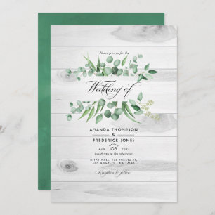 Invitation Eucalyptus rustique Mariage campagnard de code QR