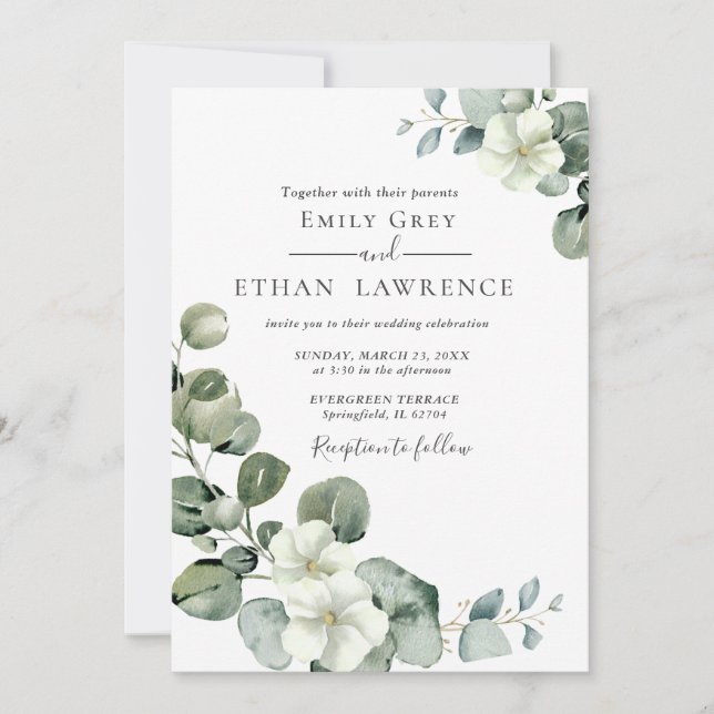 Invitation Eucalyptus Rustique Mariage de verdure (Devant)