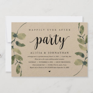 Invitation Eucalyptus rustique, Mariage Elopement Célébration