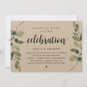 Invitation Eucalyptus rustique, Mariage Elopement Célébration