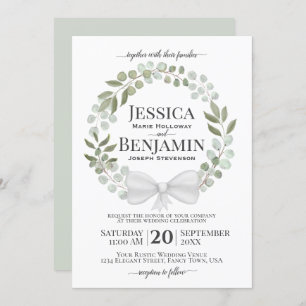 Invitation Eucalyptus rustique Wreath Elegant Mariage Boho