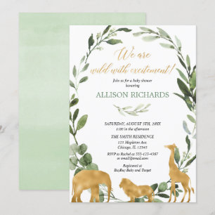 Invitation Eucalyptus safari baby shower neutre pour les femm