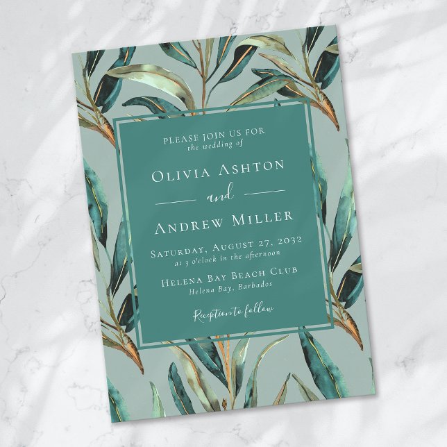 Invitation Eucalyptus Sage Green Gold Mariage élégant (Créateur téléchargé)