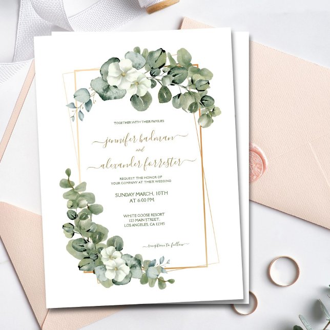 Invitation Eucalyptus Sage Vert Aquarelle Verdure Mariage (Créateur téléchargé)