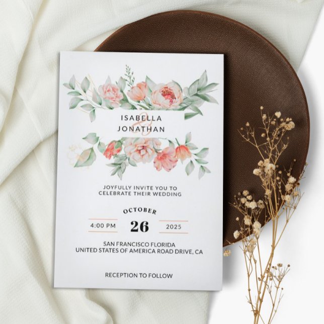 Invitation Eucalyptus Sage Vert automne Mariage floral (Créateur téléchargé)