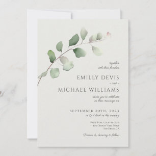 Invitation Eucalyptus Sage Vert tout en un Mariage