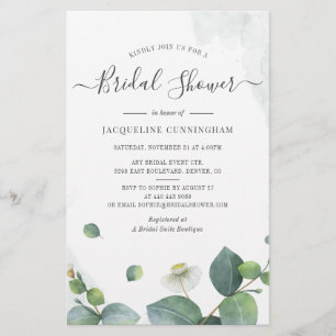 Invitation Eucalyptus Script Bridal Douche
