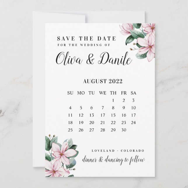 Invitation Eucalyptus Script Calendrier Photo Enregistrer La  (Devant)