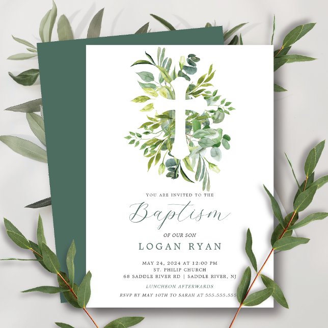 Invitation Eucalyptus Serenity Baptism (Créateur téléchargé)