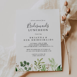 Invitation Eucalyptus Simple Bridesmaids Luncheon Douche