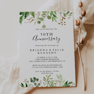 Invitation Eucalyptus Simple Floral 50e anniversaire de maria