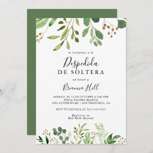 Invitation Eucalyptus Simple Floral Fête des mariées espagnol