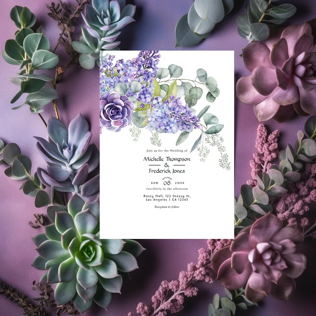 Invitation Eucalyptus Succulents  Code QR RSVP Mariage (Créateur téléchargé)