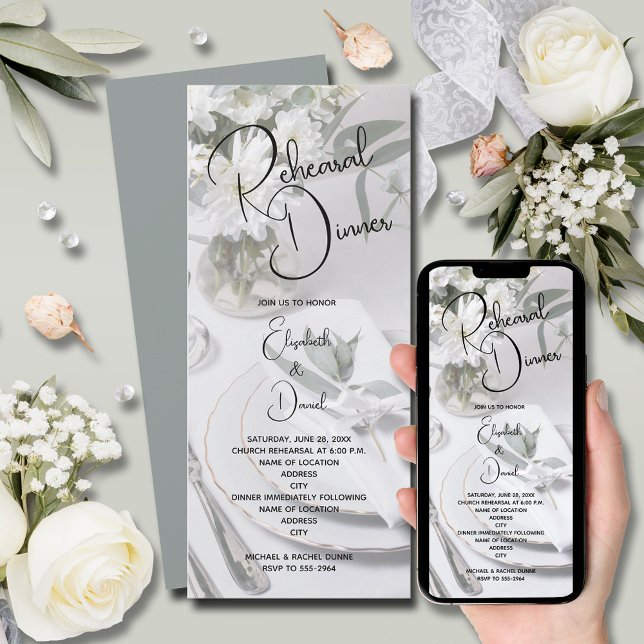 Invitation Eucalyptus Table Réglage Dîner De Répétition (Eucalyptus Place Setting Rehearsal Dinner Invitations)