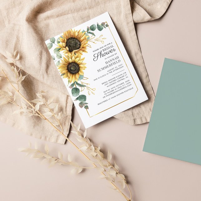 Invitation Eucalyptus tournesol Fête des mariées de verdure f (Créateur téléchargé)