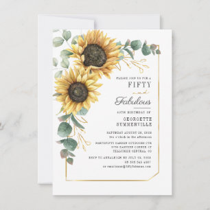 Invitation Eucalyptus tournesol Script floral 50e anniversair