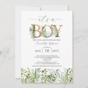 Invitation Eucalyptus verdoyant C'est un Baby shower garçon