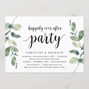 Invitation Eucalyptus verdoyant, Encre noire, Elopement Maria