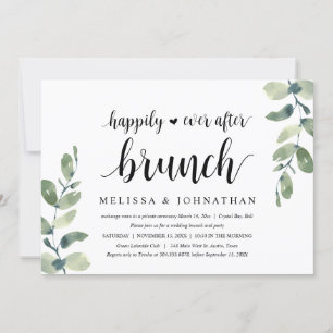 Invitation Eucalyptus verdoyant, Mariage Elopement Brunch