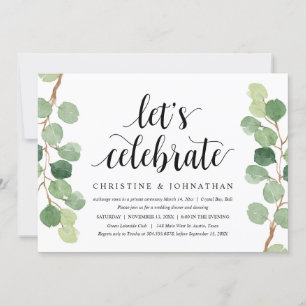 Invitation Eucalyptus verdoyant, Parti Elopement Mariage