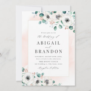 Invitation Eucalyptus verdure anémonique floral rustique mari