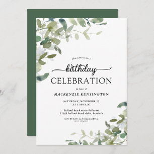 Invitation Eucalyptus Verdure Anniversaire Célébration