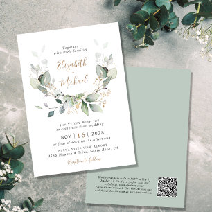 Invitation Eucalyptus Verdure Aquarelle QR Code Mariage