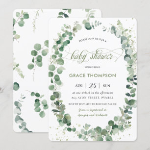 Invitation Eucalyptus verdure Baby shower neutre genre
