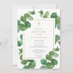 Invitation Eucalyptus Verdure Baptême Christening