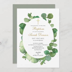 Invitation Eucalyptus Verdure Baptême Floral Baptême Baptême