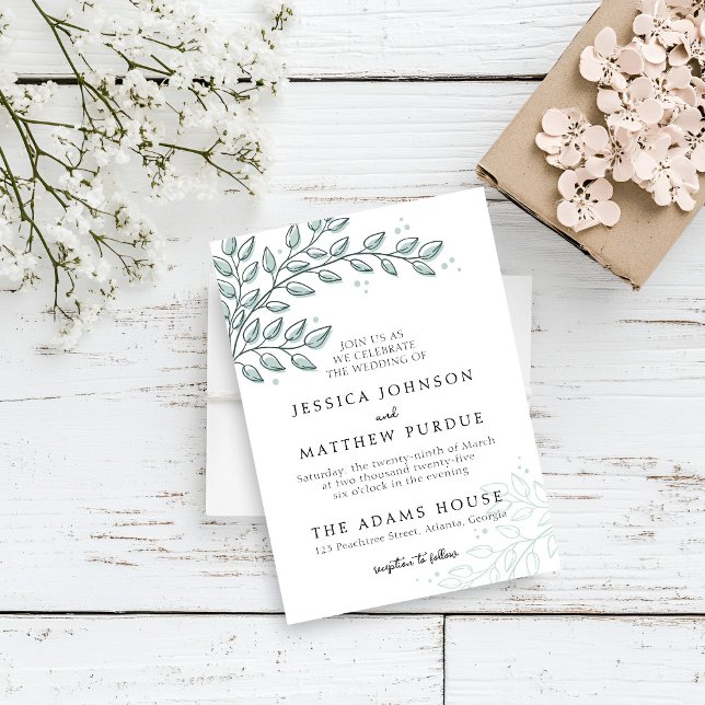 Invitation Eucalyptus Verdure Boho Elégant Mariage (Créateur téléchargé)