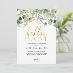 Invitation Eucalyptus verdure Bonjour Baby shower