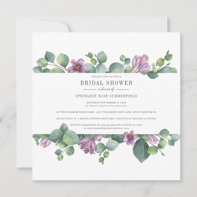 Invitation Eucalyptus Verdure Botanique Écriture Mariage (Devant)