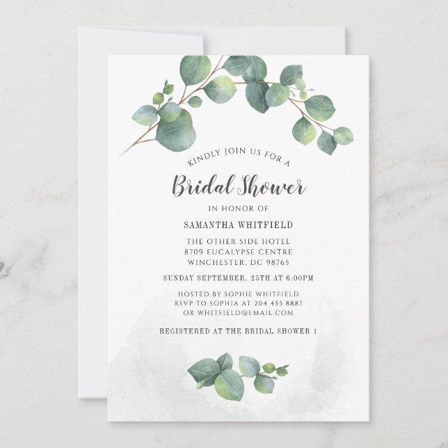 Invitation Eucalyptus Verdure Botanique Enterrement de Vie de (Devant)