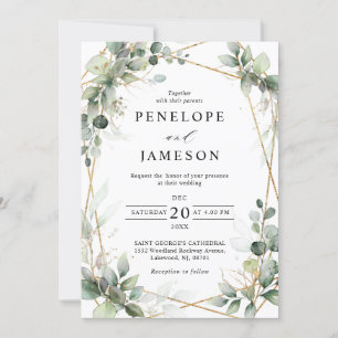 Invitation Eucalyptus Verdure Botanique Mariage géométrique