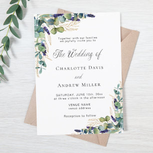 Invitation Eucalyptus verdure élégant script luxe mariage