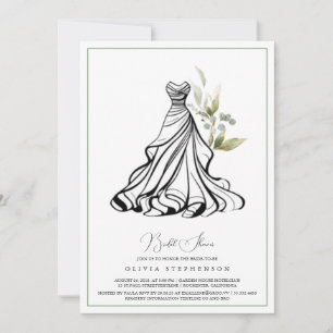 Invitation Eucalyptus Verdure et robe Mariage
