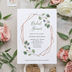 Invitation Eucalyptus verdure Fête des mariées Rose Gold Ge