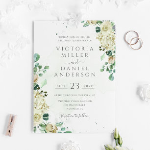Invitation Eucalyptus Verdure Feuilles Élégant Mariage Floral