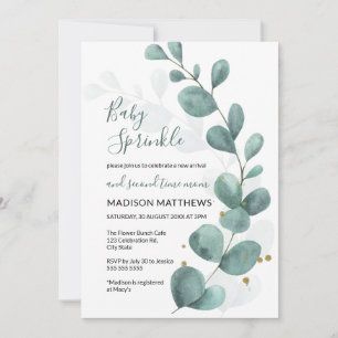 Invitation Eucalyptus Verdure & Gold Baby Sprinkle Invitati