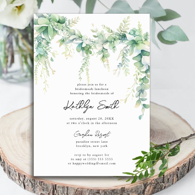 Invitation Eucalyptus Verdure Moderne Bridesmaids Déjeuner (Créateur téléchargé)