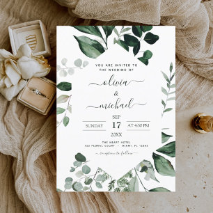 Invitation Eucalyptus Verdure Moderne Mariage élégant