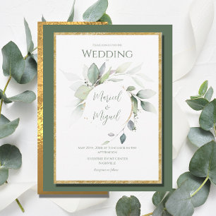 Invitation Eucalyptus Verdure or Aquarelle Mariage moderne