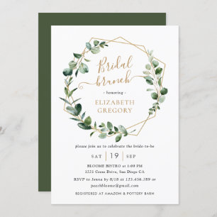 Invitation Eucalyptus Verdure Or Géométrique Bridal Brunch