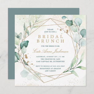 Invitation Eucalyptus Verdure Or Géométrique Bridal Brunch